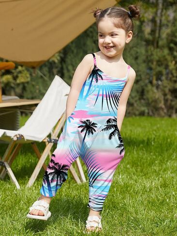 Kislio Toddler Baby Girls Jumpsuit One Piece Mermaid Romper Sleeveless Strap Summer Outfits Pockets Clothes 1-6 Years in Saudi Arabia
