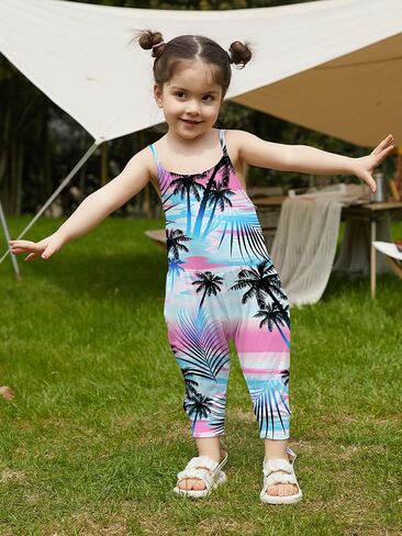 Kislio Toddler Baby Girls Jumpsuit One Piece Mermaid Romper Sleeveless Strap Summer Outfits Pockets Clothes 1-6 Years in Saudi Arabia