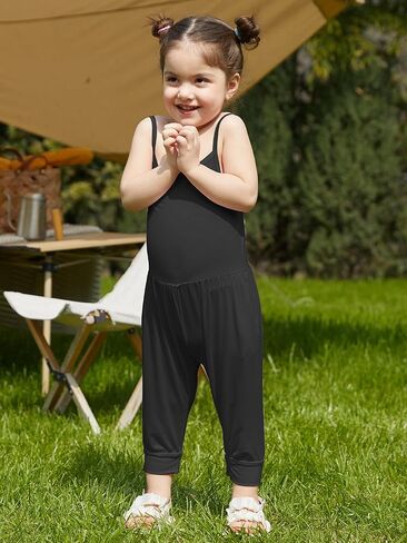 Kislio Toddler Baby Girls Jumpsuit One Piece Mermaid Romper Sleeveless Strap Summer Outfits Pockets Clothes 1-6 Years in Kuwait