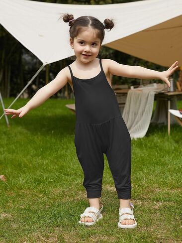 Kislio Toddler Baby Girls Jumpsuit One Piece Mermaid Romper Sleeveless Strap Summer Outfits Pockets Clothes 1-6 Years in Kuwait