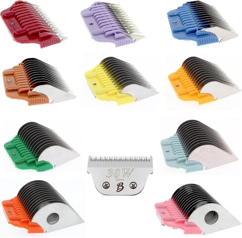 9 Wide Hair Clipper Guard Attachment Set Fits for A5 Type Blade with Colorful Coded System| Extra Long Stainless Steel Blade for Professional Stylists (Set of 9) in Kuwait