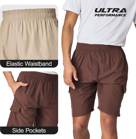 Ultra Performance Men's Nylon Cargo Short's- 2 Pack Mens Golf & Hiking Stretch Shorts with Pockets Quick Dry Short for Men in Saudi Arabia