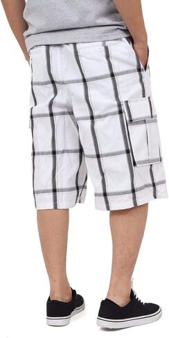 Shaka Wear Shorts Men's Cargo Shorts - Plaid غير الرسمي مريح فضفاضة مرنة الخصر متعددة الجيب سراويل العادية كبيرة S ~ 5xl in Kuwait