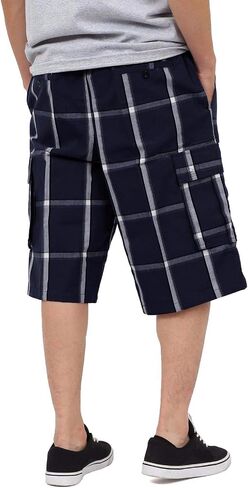 Shaka Wear Shorts Men's Cargo Shorts - Plaid غير الرسمي مريح فضفاضة مرنة الخصر متعددة الجيب سراويل العادية كبيرة S ~ 5xl in Kuwait