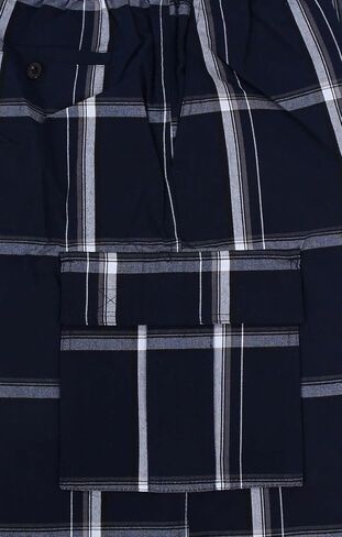 Shaka Wear Shorts Men's Cargo Shorts - Plaid غير الرسمي مريح فضفاضة مرنة الخصر متعددة الجيب سراويل العادية كبيرة S ~ 5xl in Kuwait
