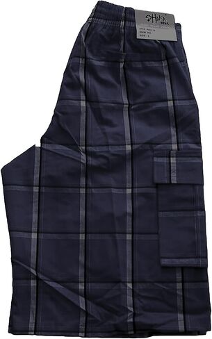 Shaka Wear Shorts Men's Cargo Shorts - Plaid غير الرسمي مريح فضفاضة مرنة الخصر متعددة الجيب سراويل العادية كبيرة S ~ 5xl in Kuwait