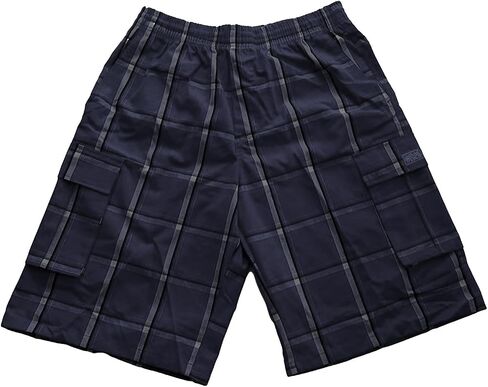 Shaka Wear Shorts Men's Cargo Shorts - Plaid غير الرسمي مريح فضفاضة مرنة الخصر متعددة الجيب سراويل العادية كبيرة S ~ 5xl in Kuwait