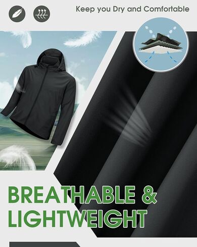 33,000ft Men's Rain Jacket Waterproof Lightweight Raincoat Packable Rain Shell Windbreaker with Hood for Golf Hiking Travel in Saudi Arabia