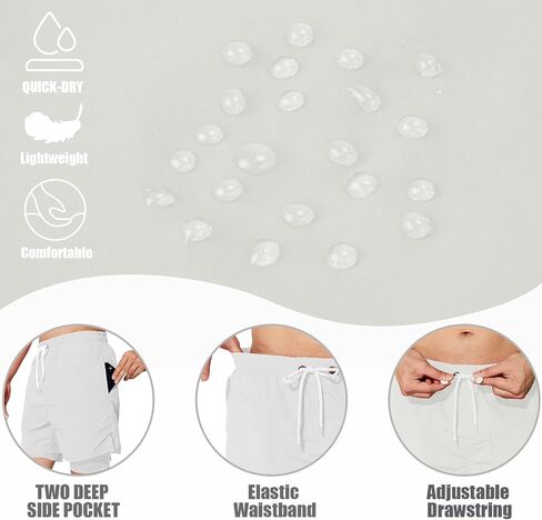 Mens Swim Trunks with Compression Liner 5 inch Inseam Quick Dry Bathing Suit 2 in 1 Board Shorts in Saudi Arabia