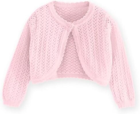 Welity Girls Long Sleeve Knit Crochet Cardigan Open Front Bolero Shrugs in Saudi Arabia
