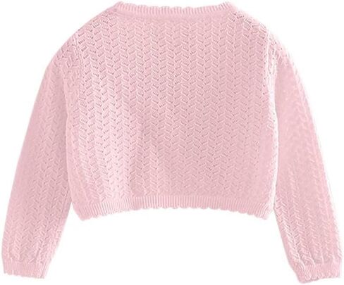 Welity Girls Long Sleeve Knit Crochet Cardigan Open Front Bolero Shrugs in Saudi Arabia