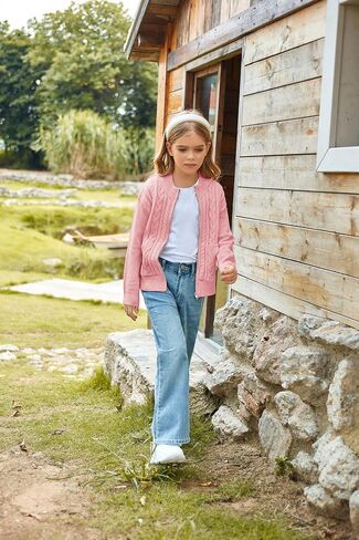 GRACE KARIN Girls Knit Cardigan Sweater Zip Long Sleeve Kids School Uniform Fall Jacket Size 6-14 in Saudi Arabia