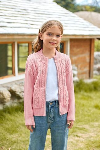 GRACE KARIN Girls Knit Cardigan Sweater Zip Long Sleeve Kids School Uniform Fall Jacket Size 6-14 in Saudi Arabia