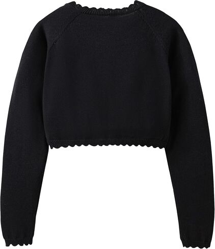 Girls Cardigan Sweater Long Sleeve Knit Bolero Shrug Cropped Tops Kids Cardigans with Button in Kuwait