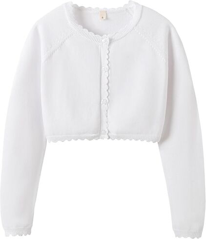 Girls Cardigan Sweater Long Sleeve Knit Bolero Shrug Cropped Tops Kids Cardigans with Button in Kuwait