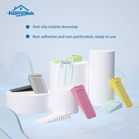 Homotek 4 Pack Wedge Rubber Door Stops-سدادات غير قابلة للانزلاق لفجوات الأبواب 5-23 مم ، واقي جدار وخطورة لأسفل الباب ، الأحمر in Kuwait