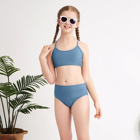 Weixinbuy Girls 3 Piece Swimsuit Bathing Suits Solid Bikini Set with Printed Sports Shorts Swimwear for 9-16Y Teen Girls in Saudi Arabia