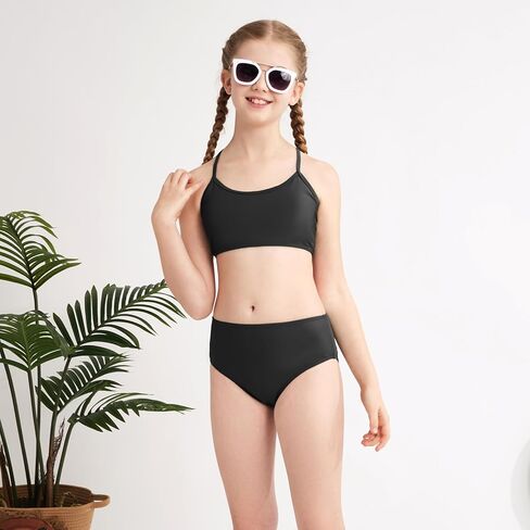 Weixinbuy Girls 3 Piece Swimsuit Bathing Suits Solid Bikini Set with Printed Sports Shorts Swimwear for 9-16Y Teen Girls in Saudi Arabia