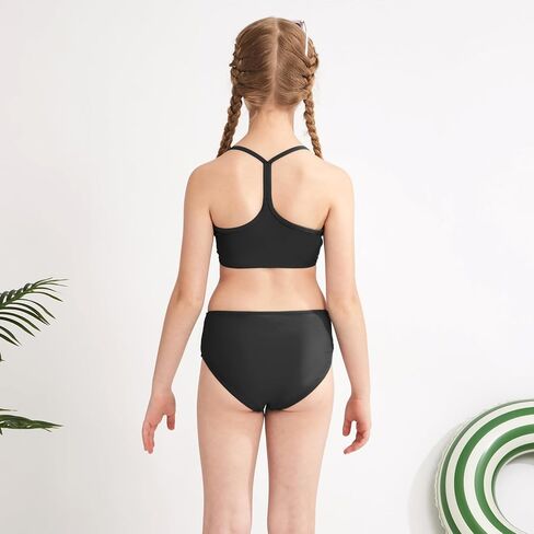 Weixinbuy Girls 3 Piece Swimsuit Bathing Suits Solid Bikini Set with Printed Sports Shorts Swimwear for 9-16Y Teen Girls in Saudi Arabia