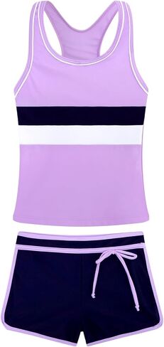 Belovance Girls Swimsuit من قطعتين Tankini بدلات السباحة المتسابقين السباحة مع شورتات رياضية الأطفال في سن المراهقة يرتدي 5-14 سنة in Kuwait