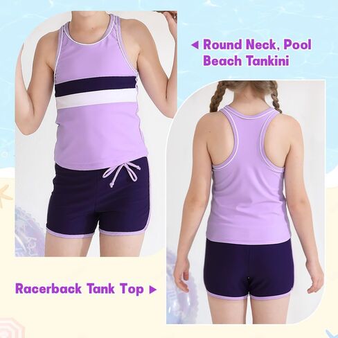 Belovance Girls Swimsuit من قطعتين Tankini بدلات السباحة المتسابقين السباحة مع شورتات رياضية الأطفال في سن المراهقة يرتدي 5-14 سنة in Kuwait