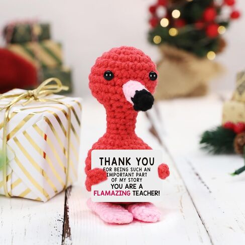 Teacher Appreciation Gifts in Bulk, Thank You Gifts for Teacher Women Men, Graduation End of Year Gift for Teacher from Student, Birthday Retirement Handmade Crochet Aninals Flamingo Decorations in Saudi Arabia