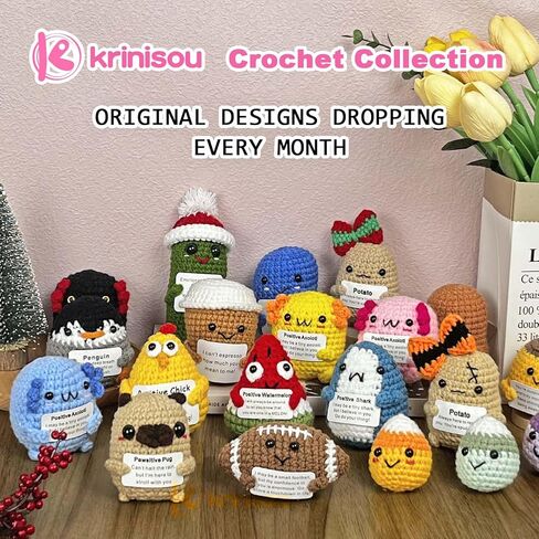Pug Gifts for Pug Lovers, Positive Crochet Animals Dog Puppy, Mini Cute Pug Decor, Easter Basket Stuffers Encouragement Inspirational Gifts for Women in Saudi Arabia