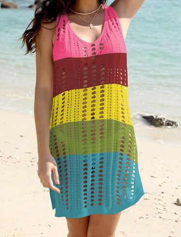Buauty Women's Crochet Swimsuit Coverup - ثوب بيكيني خفيف الوزن لباس للشاطئ وبدلة السباحة وأساسيات العطلات in Saudi Arabia