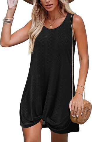 Swimsuit Coverup for Women 2025 Bathing Suit Beach Vacation Clothes for Women Crew Neck Twisted Dress in Saudi Arabia