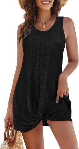 Swimsuit Coverup for Women 2025 Bathing Suit Beach Vacation Clothes for Women Crew Neck Twisted Dress in Saudi Arabia