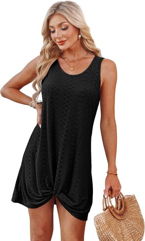 Swimsuit Coverup for Women 2025 Bathing Suit Beach Vacation Clothes for Women Crew Neck Twisted Dress in Saudi Arabia