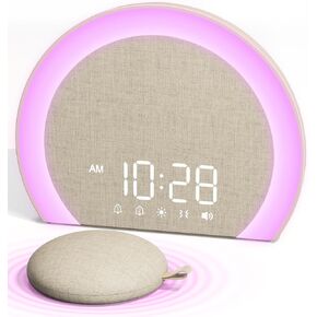 ANJANK Loud Alarm Clock with Wireless Bed Shaker, Vibrating Dual Alarm with Light Wake Up for Heavy Sleepers & Hearing Impaired, 9-Color Night Light, 5 Sounds, 0-100% Dimmer, USB Charger, Bedroom
