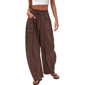 Nirovien Womens Barrel Sweatpants High Waisted Wide Leg Pants Drawstring Athletic Baggy Pants Lounge Sweats