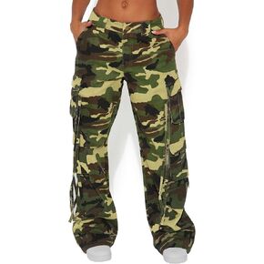 Women Y2k High Waisted Straight Leg Relaxed Fit Cargo Pants with 6 Pockets Streetwear Concert Dance Outfit
