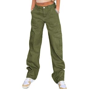 WZIKAI Cargo Pants for Women High Waisted Casual Pants Baggy Wide Leg Trousers Y2K Streetwear with 6 Pockets
