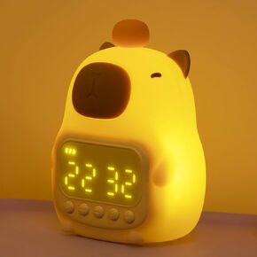 Capybara Alarm مع ضوء الليل للأطفال ، وساعات إنذار طفل لطيف لغرف النوم موافق على الساعات للبنات والفتيان ، مصباح الحيوانات السيليكون للطفل ، RGB لون
