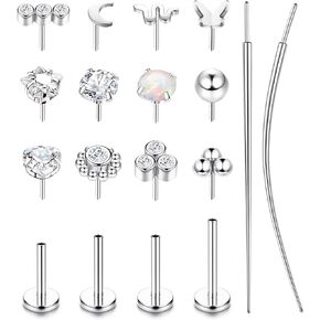 SAIRIMUE 14K الذهب المملوءة بخيوط الخواتم الخنزير الأزرار - 20G 18G 16G حلقات الأنف للنساء الرجال HYPOALGENIC الفولاذ الفولاذ الخالية من الخيط على الأركان الخلفية الأنف الأنف ميدوسا الحلزونية تراجوس ثقب المجوهر