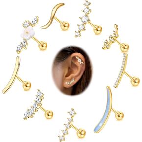 Besteel Hypoallergenic Cartilage Earrings for Women - Surgical Stainless Steel Earrings for Sensitive Ears 16G Stud Cartilage Earring Sets for Multiple Piercing Helix Conch Tragus Piercing Jewelry