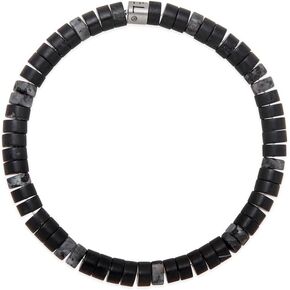 EVE'S ADDICTION Men's Black Spectrolite and Colored Bead Bracelet - Gifts for Dad
