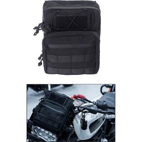 Universal Club Style Utility Molle Traveler Bar Handlebar T-Bar Bag Bags ، Fit for Harley Dyna Street Bob Fxbb Softail Sportster ، حقيبة تخزين جذع للأدوات ، أسود (DSCBB000-HD)