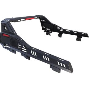 R25 Roll Bar for Mid Size Truck, Adjustable Modular Sport Bar/Chase Rack Compatible with Tacoma/Gladiator/Canyon/Ranger/Colorado/Frontier,Include Red Tail Light,700Ibs Capacity,No Drilling