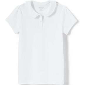 Lands' End Girls Short Sleeve Ruffled Peter Pan Collar Knit Shirt