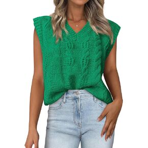 BTFBM Womens Oversized Sweater Vest 2025 Summer V Neck Casual Sleeveless Sweaters Loose Cable Knit Pullover Tops in Kuwait