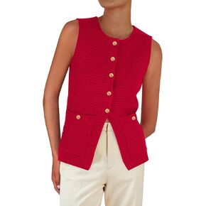 PRETTYGARDEN Women's Knit Sweater Vest 2025 Summer Sleeveless Button Down Tank Tops Trendy Business Casual Outfits