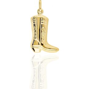 Lucchetta - 14k Gold Cowboy Cowgirl Boots Pendant Charm - Hypoallergenic Italian Jewelry from Italy - Made to Last, Gift Ready Box, Fits Necklaces up to 4mm
