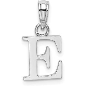 Solid 14K White Gold E Block Initial Letter Alphabet Charm Pendant
