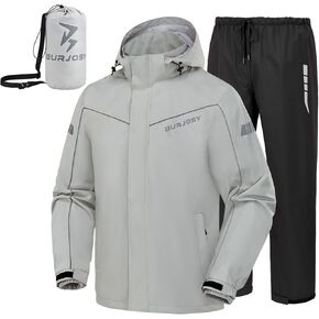 Rain Suit for Men, Packable Waterproof Rain Jacket & Pants, Reflective Raincoat Rain Gear for Outdoor Golf Hiking Fishing