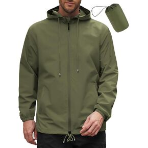 COOFANDY Rain Jacket Men Packable Waterproof Raincoat with Hood Lightweight Windbreaker for Hiking Cycling Golf