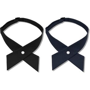 Bow Ties for Women Criss-Cross Tie Adjustable Pre Tied Bowtie Solid Color Neck Tie for Girls Boys Teens School Uniform