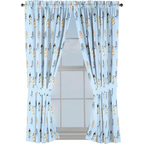 جاي فرانكو ستائر Window for Kids غرفة نوم من 4 قطع مجموعة مع 2 Tiebacks ، Blue - Bluey & Bingo ، 42 "W × 63" L (حزمة 2)